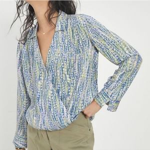 Anthropologie Pilcro Tisha Surplice Abstract Collared Blouse